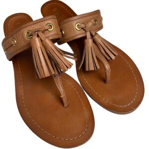 Coach Sheena Leather Flat Sandals - Tan - Size 8
